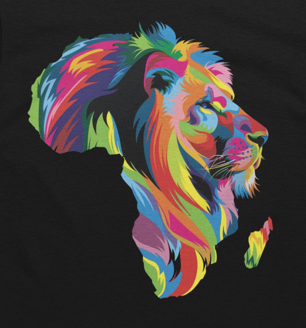Lion Colorful Map T-shirt Apparel Gearment 