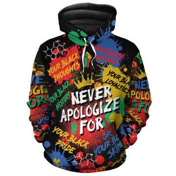 Never Apologize For Being Black Premium Hoodie Fleece Hoodie Zootop Bear Pullover S