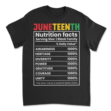 Juneteenth Nutrition Facts T-shirt Apparel Gearment Budget-friendly - Sturdy & Reliable Black S