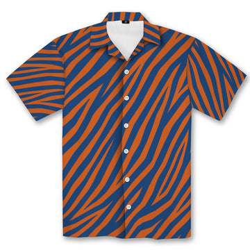 Orange and Cobalt Zebra Hawaiian Shirt Hawaiian Shirt Tianci