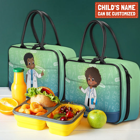 Personalized Little Afro Doctor Lunch Bag For Kids (Without Containers) Kid Lunch bag Tianci