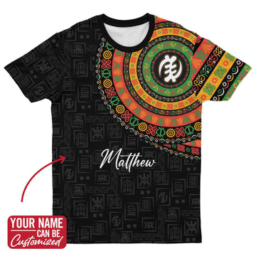 Adinkra Symbols Print Sleeve T-shirt AOP Tee Tianci
