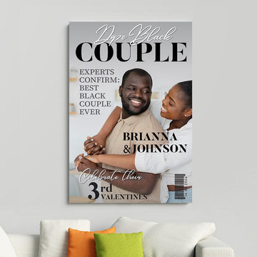 Personalized Dope Black Couple Magazine Cover Canvas Wall Canvas Dreamship 12" x 18"