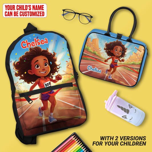 Personalized Little Afro Athlete Kid Backpack And Lunch Bag Set Kid Backpack And Lunch Bag Set Melaninful