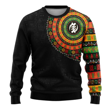 Adinkra Symbols Print Sleeve Sweatshirt Sweatshirt Tianci