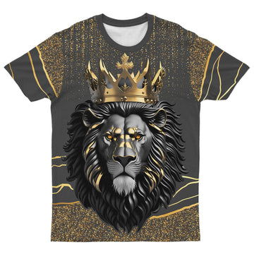 Black and Gold Lion T-shirt AOP Tee Tianci