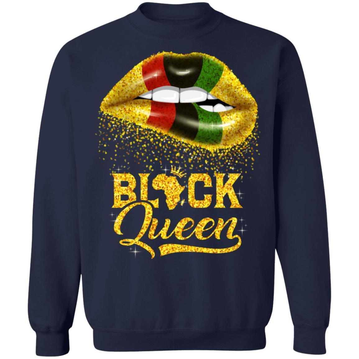 Black Queen Sexy Lips T-shirt Apparel CustomCat Crewneck Sweatshirt Navy S