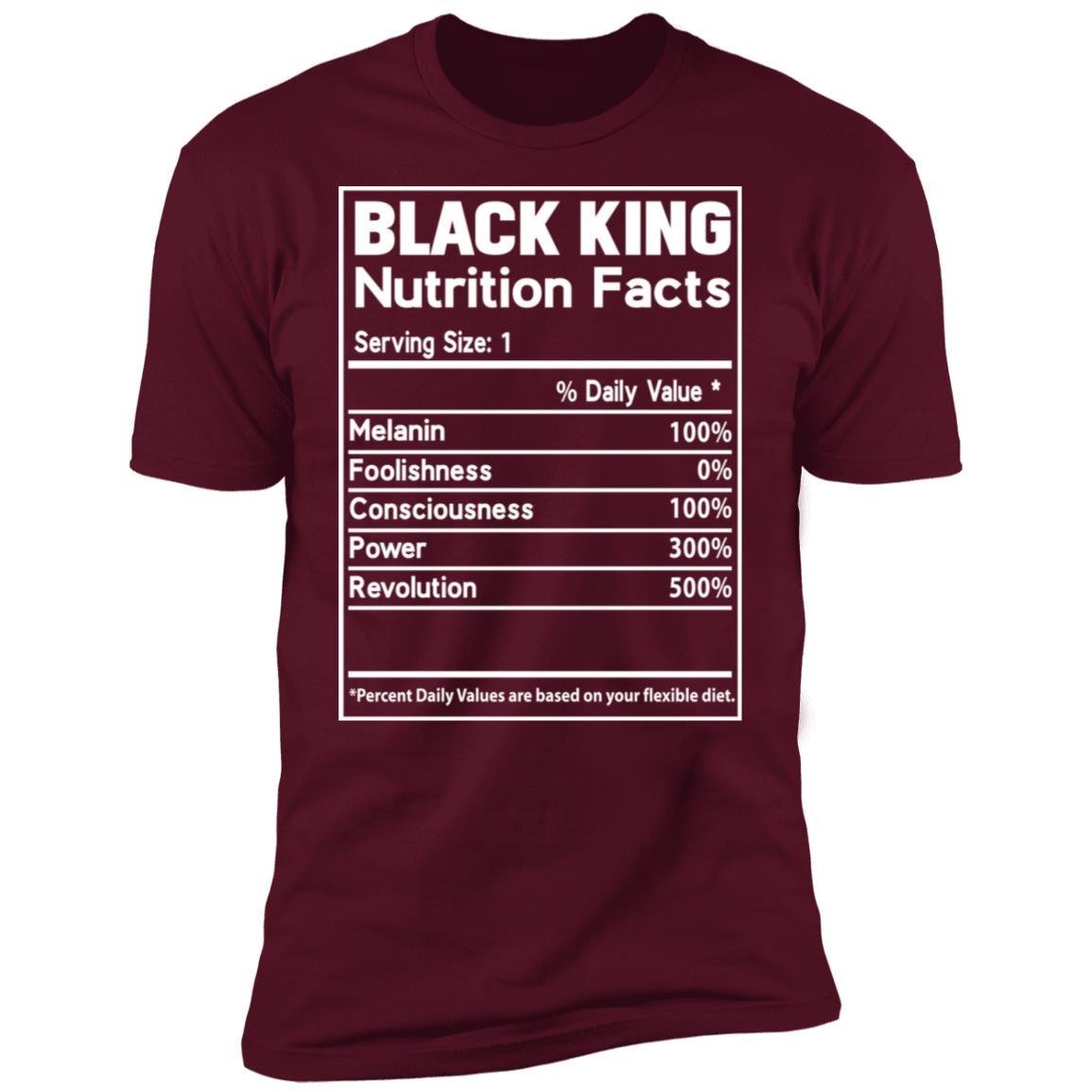 Black King Nutrition Facts Apparel CustomCat Premium T-shirt Maroon X-Small