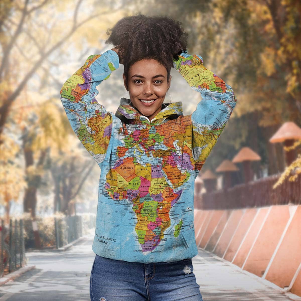 World Map Africa All-Over Hoodie Hoodie Tianci 