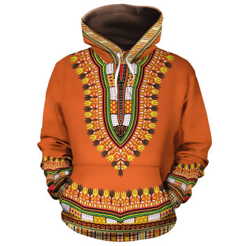 Printed Dashiki In Orange All-over Hoodie Hoodie Tianci