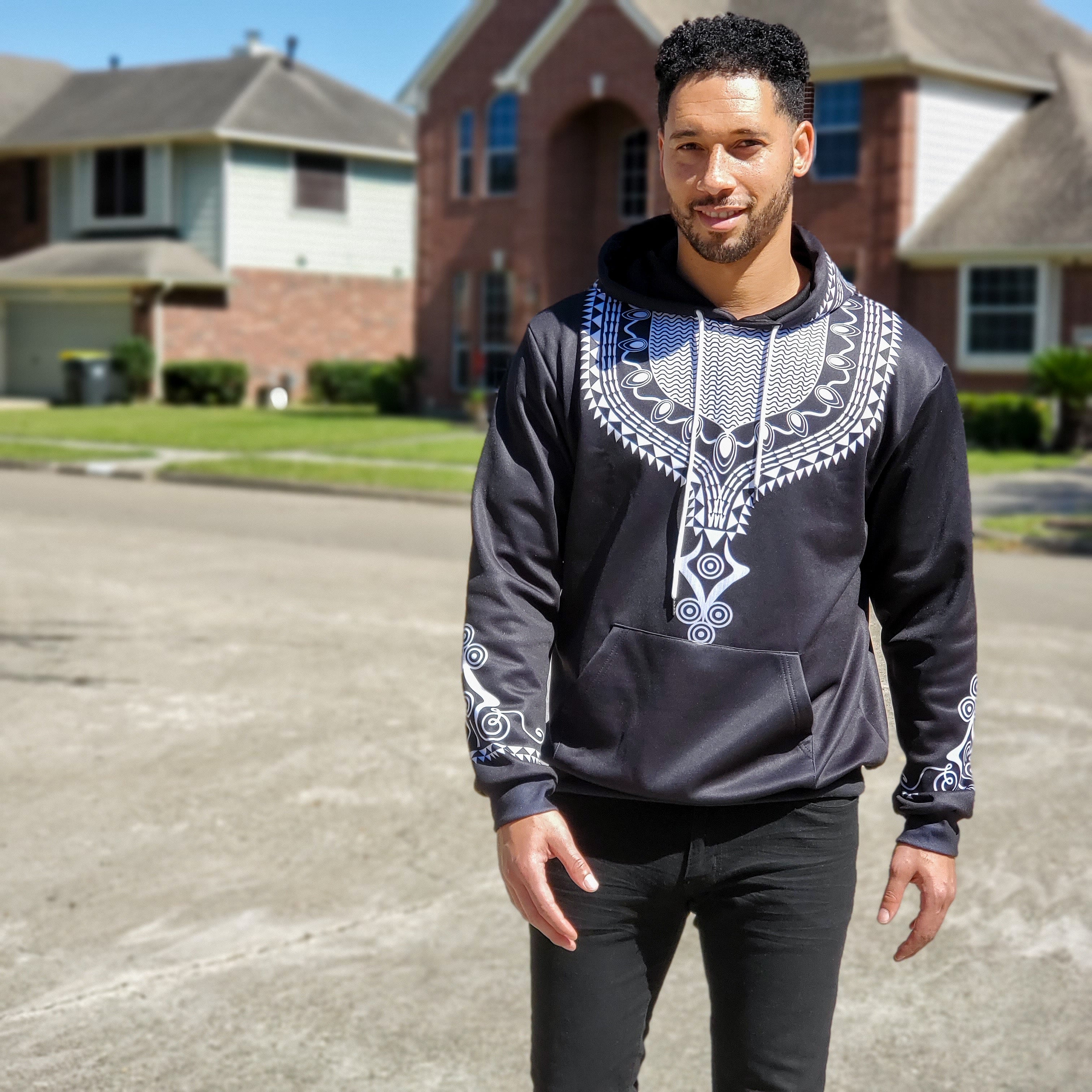 Printed Dashiki Color Black All-over Hoodie Hoodie Tianci