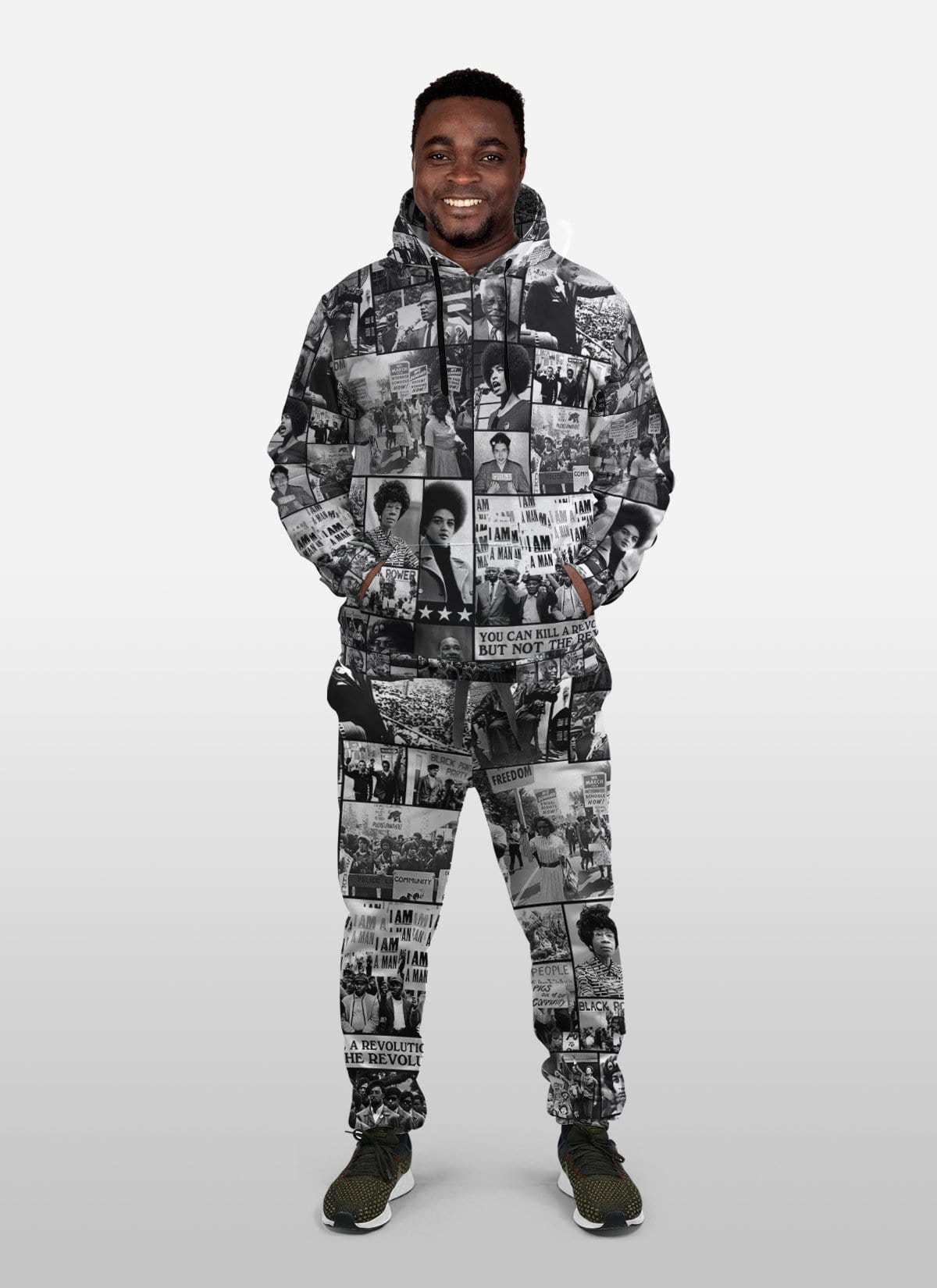 Black Power Images Fleece All-over Hoodie And Joggers Set Hoodie Joggers Set Tianci 