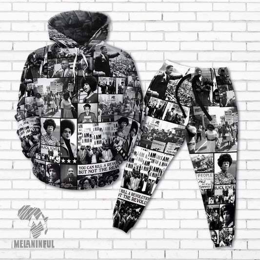 Black Power Images All-over Hoodie And Joggers Set