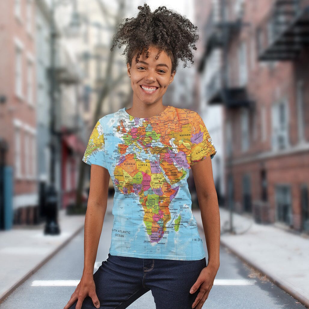 World Map Africa T-shirt AOP Tee Tianci 