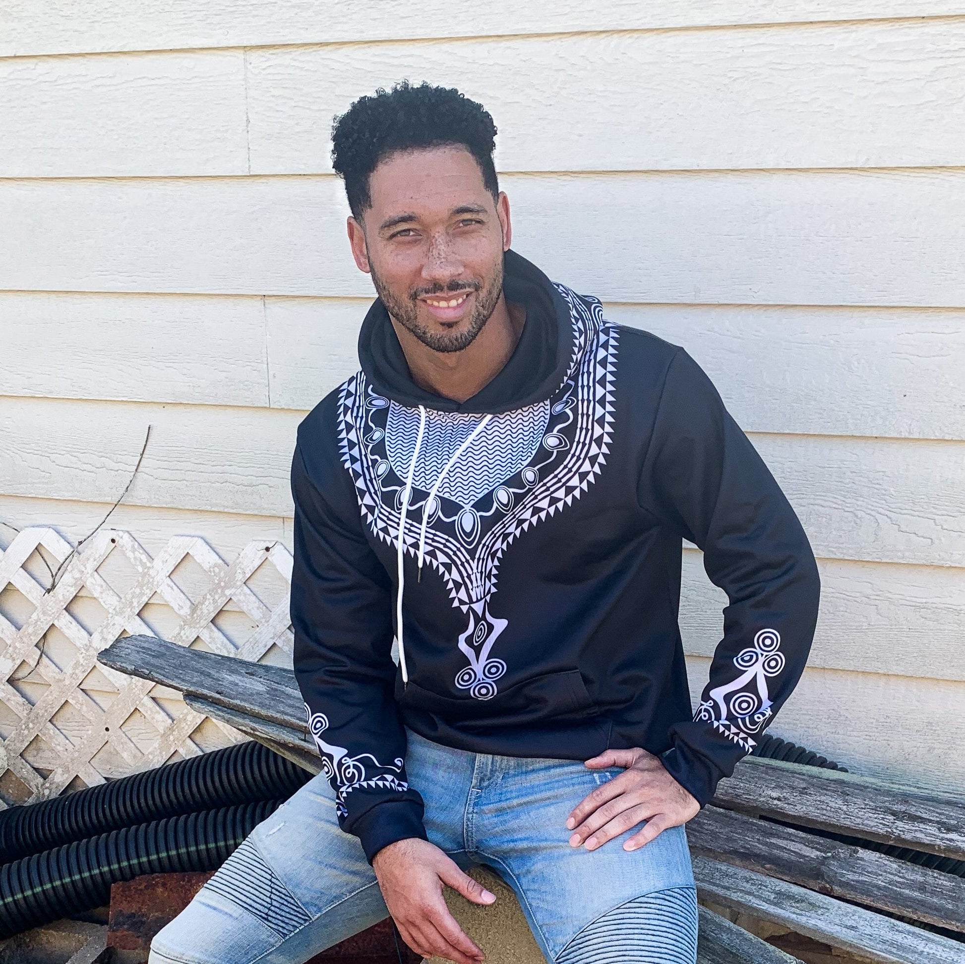 Printed Dashiki Color Black All-over Hoodie Hoodie Tianci