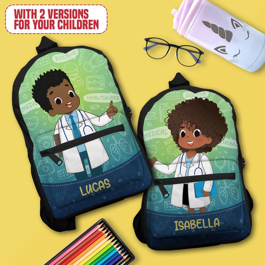 Personalized Little Afro Doctor Kid Backpack Kid Backpack Tianci