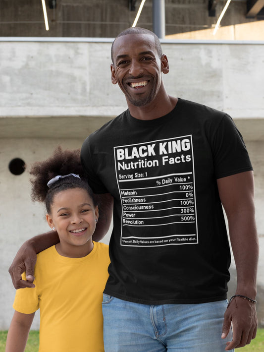 Black King Nutrition Facts T-shirt Apparel Gearment