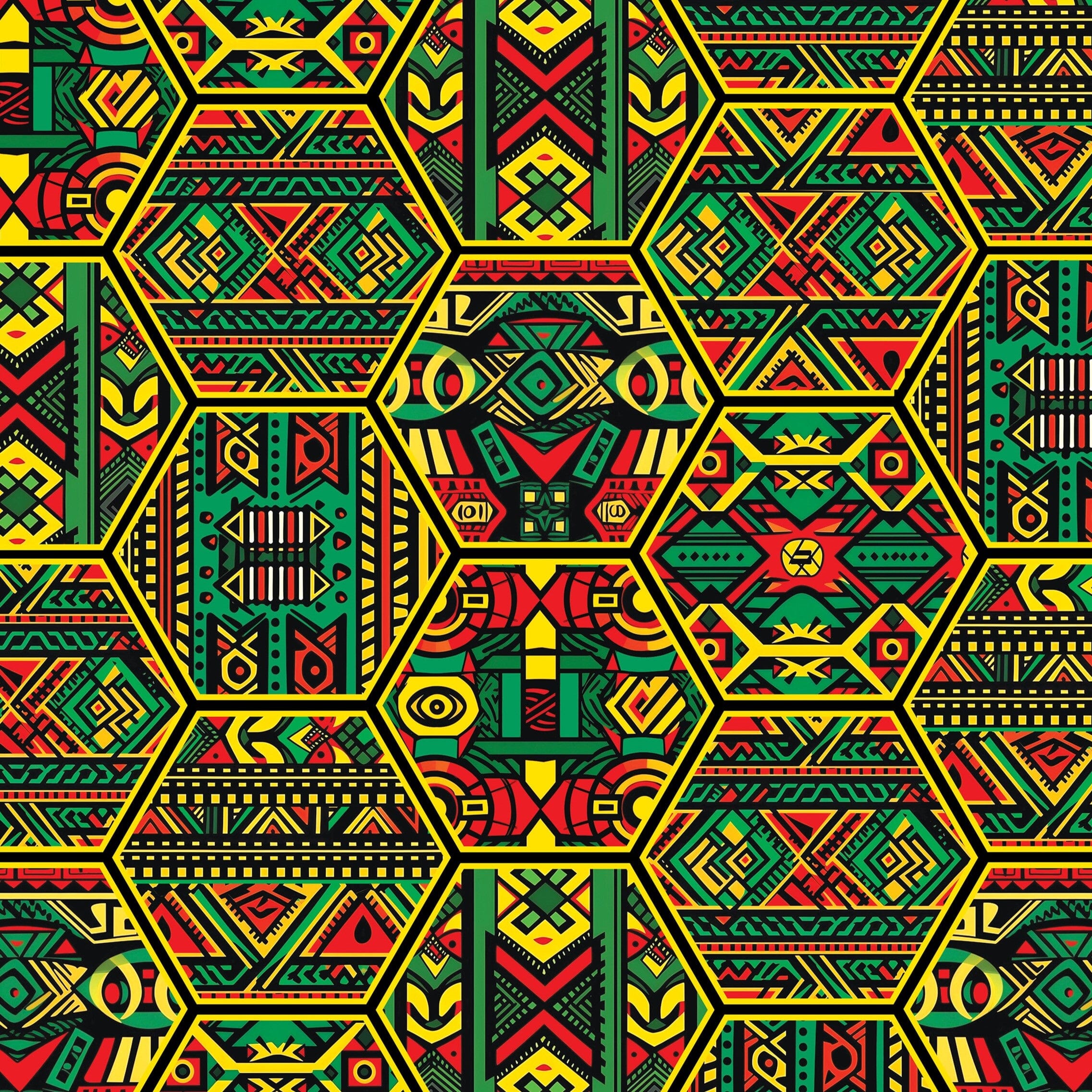 Hexagon African Patterns in Pan-African Colors Design – Melaninful