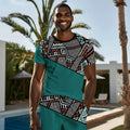 African Geometric Pattern T-shirt and Shorts Set Melaninful 