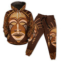 African Mask Printed Mudcloth Hoodie and Joggers Set Hoodie Tianci 