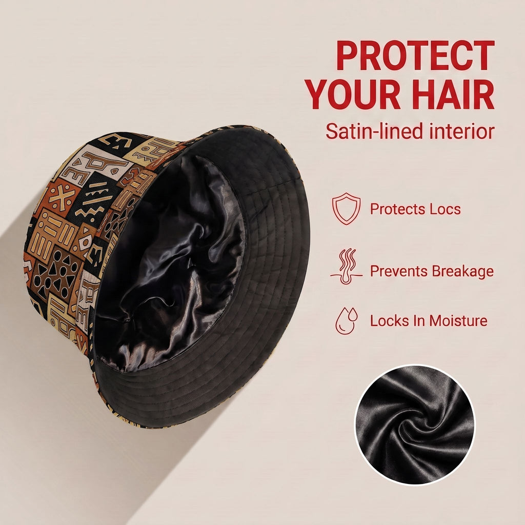 African Pattern Bucket Hat Bucket Hat Tianci Premium Satin Lined Average 