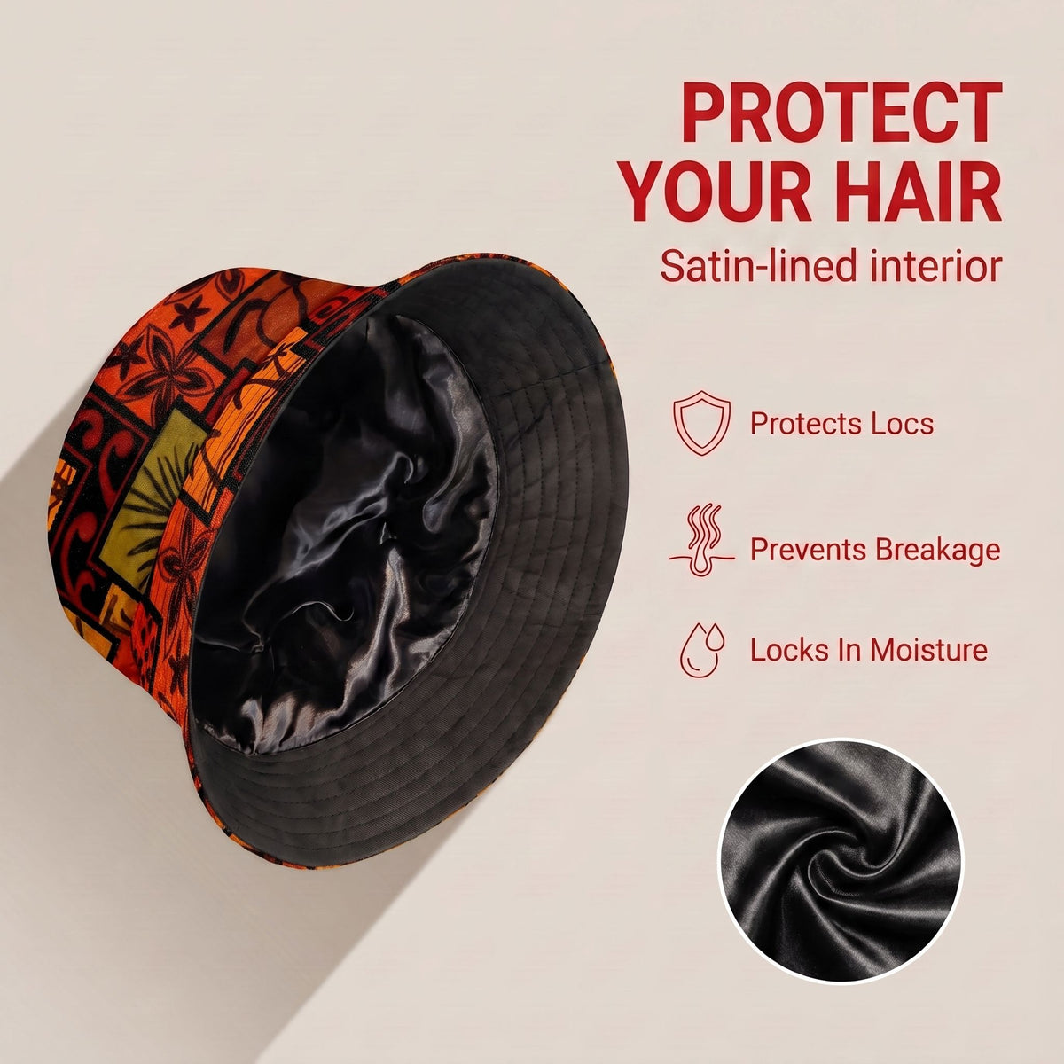 African Symbols Bucket Hat Bucket Hat Tianci Premium Satin Lined Average 