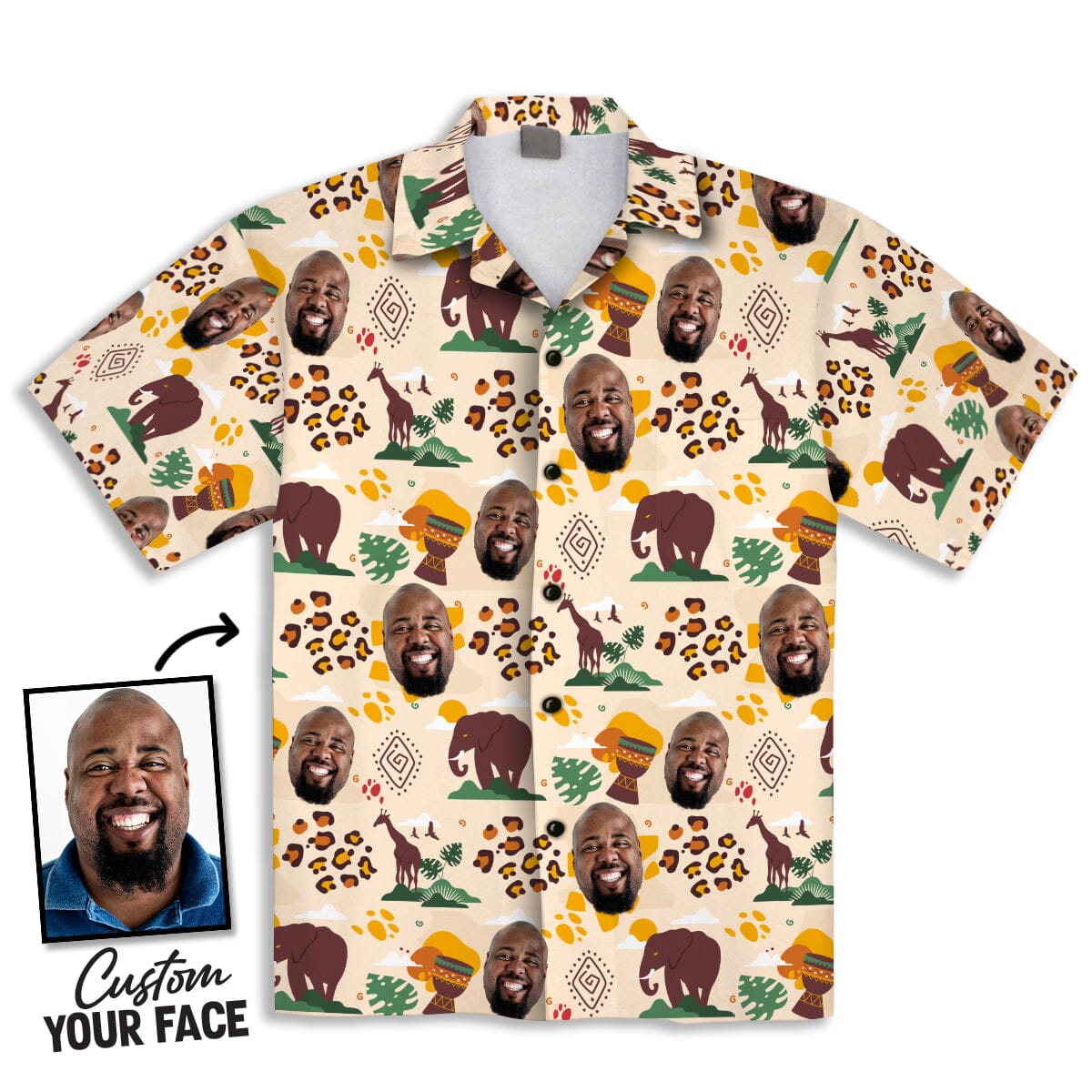 Custom Face African Patterns 2 Hawaiian Shirt hawaiian shirt Tianci 