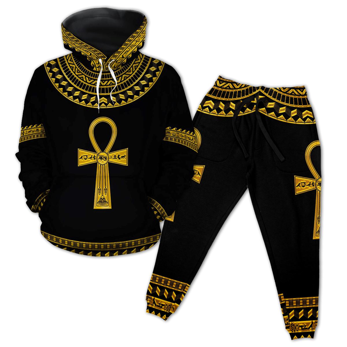 Ankh Egypt 1 All-over Hoodie And Joggers Set Hoodie Joggers Set Tianci 