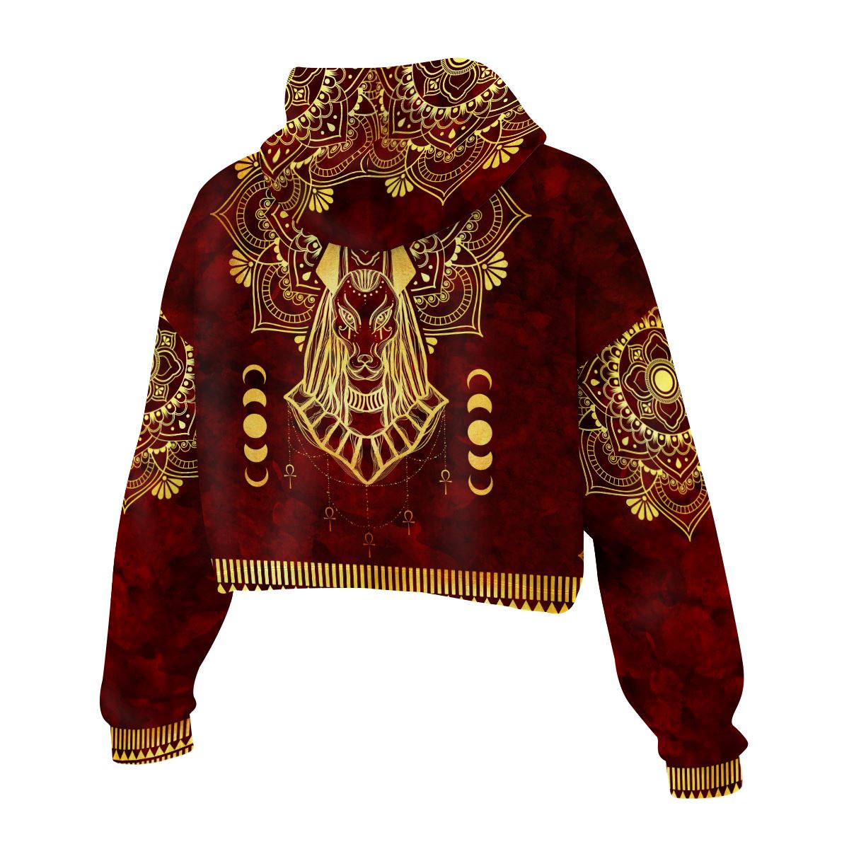 Anubis Pattern In Red Cropped Hoodie Cropped Hoodie Zootop Bear 