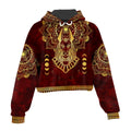 Anubis Pattern In Red Cropped Hoodie Cropped Hoodie Zootop Bear 