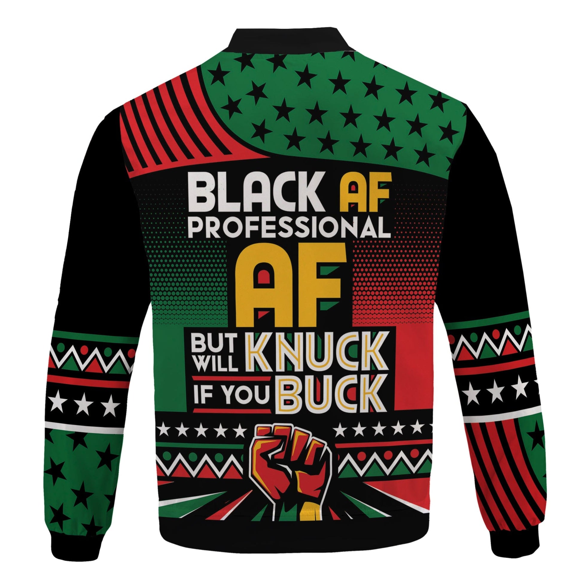 Black AF Professional AF But Will Knuck If You Buck Bomber Jacket Bomber Jacket Tianci 