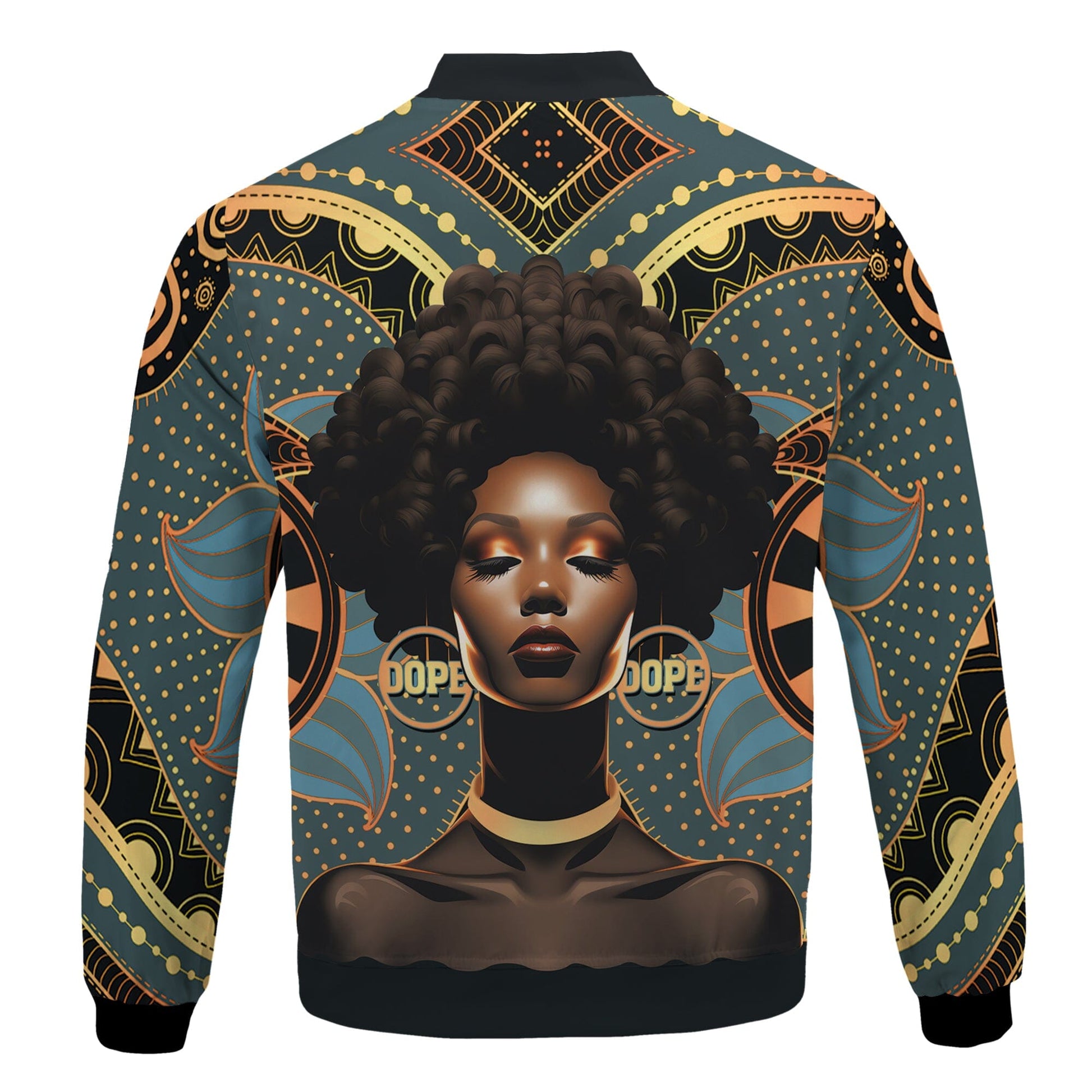 Powerful Woman in Patterns Bomber Jacket Bomber Jacket Tianci 