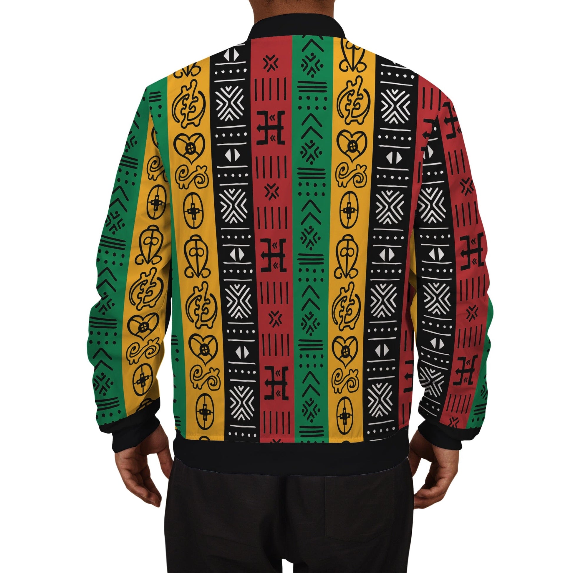 African Symbols in Pan-African Colors Bomber Jacket Bomber Jacket Tianci 