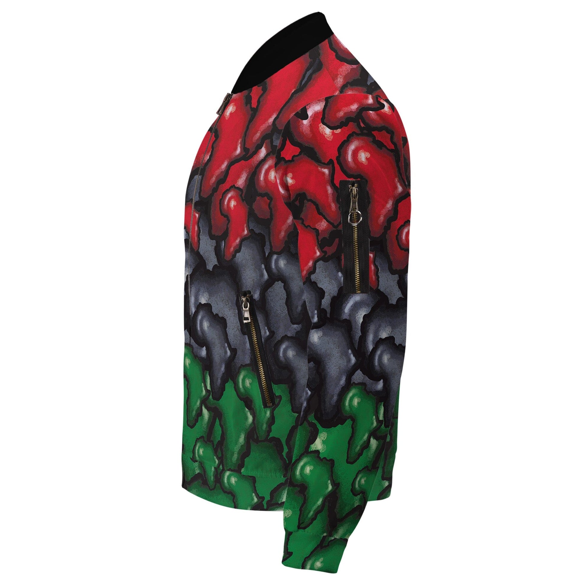 Africa-Shaped In Pan-African Colors Bomber Jacket Bomber Jacket Tianci 