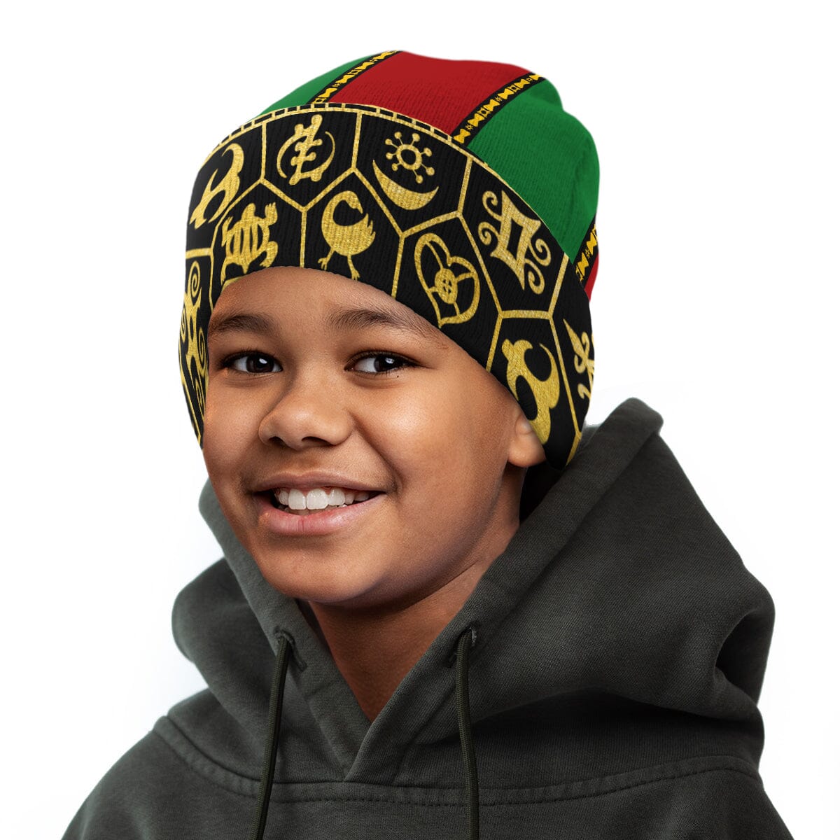 Pan Africa & Adinkra Pattern Kid Beanie Hat Kid Beanie Hat Tianci 