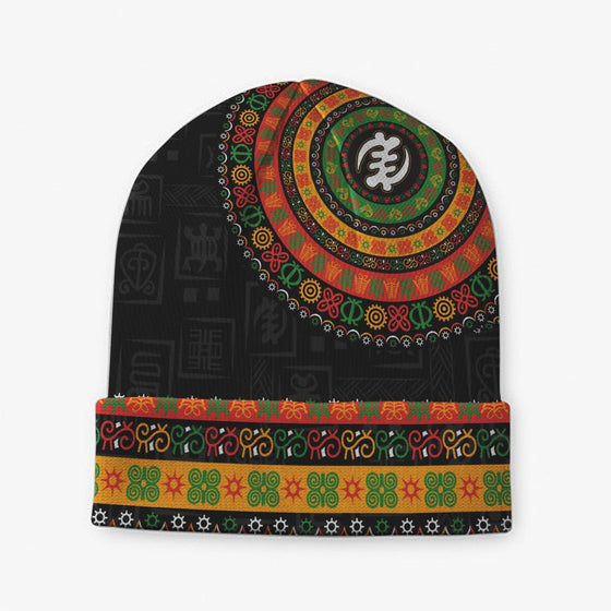 Adinkra Symbols Print Beanie Hat