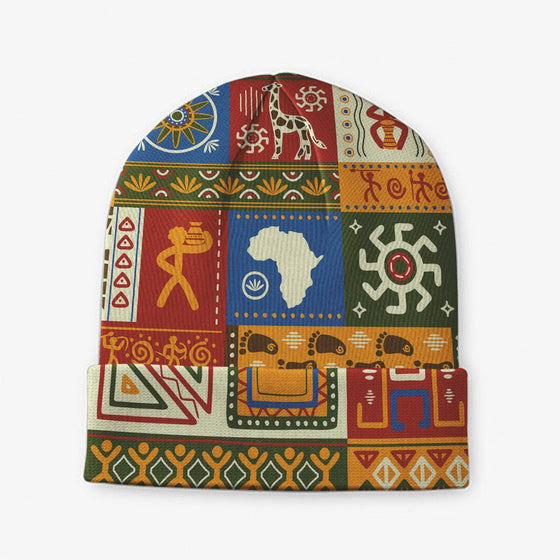 African Patterns Collage Beanie Hat