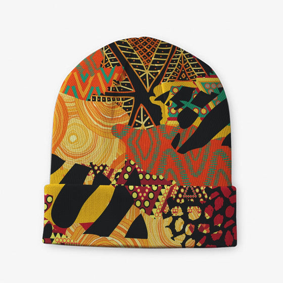 Colored African Patchwork Beanie Hat