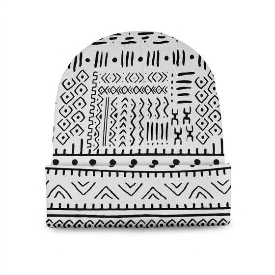 Mudcloth Black And White Beanie Hat Beanie Hat Tianci
