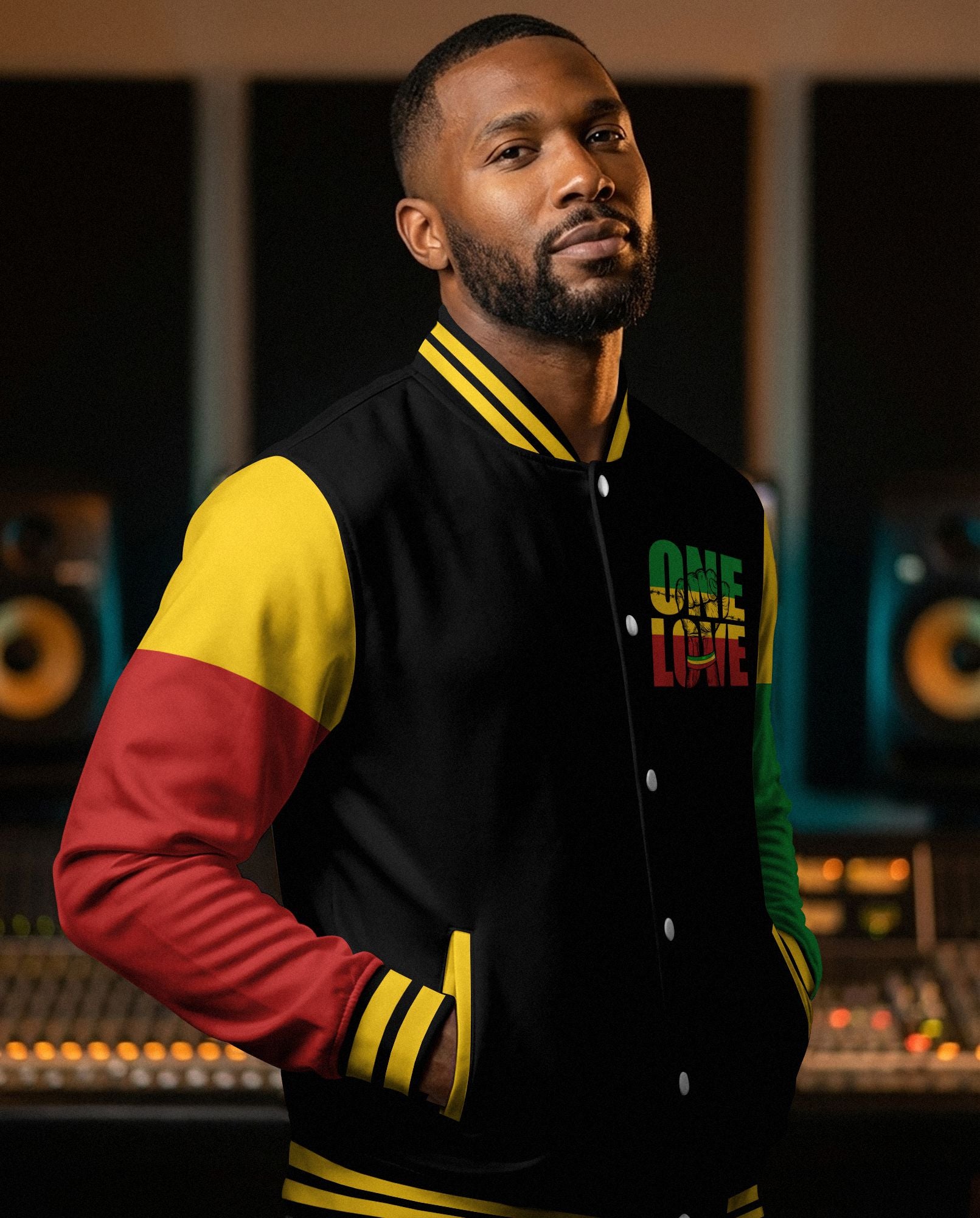 Raggae One Love Baseball Jacket Baseball Jacket Zootop Bear 