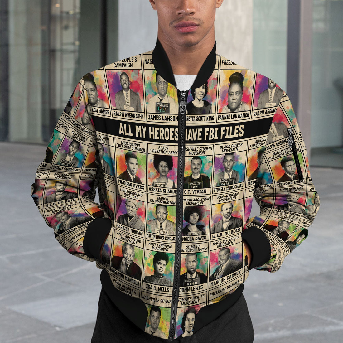 All My Heroes Have FBI Files Bomber Jacket Bomber Jacket Version 2 Zootop Bear 