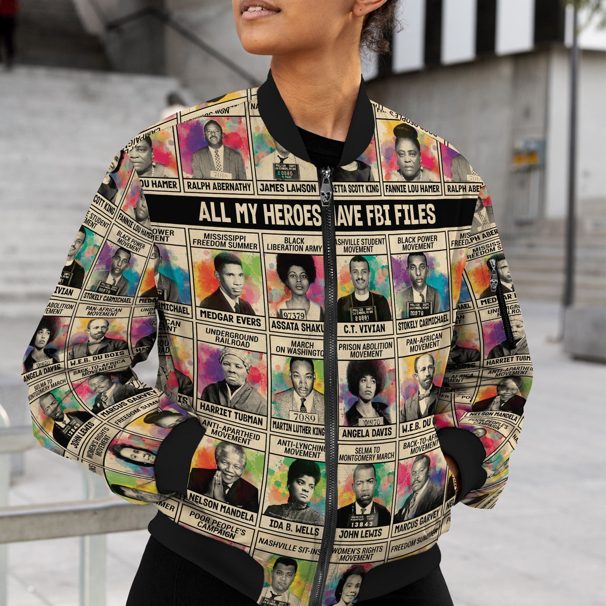 All My Heroes Have FBI Files Bomber Jacket Bomber Jacket Version 2 Zootop Bear 