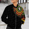 Adinkra Symbols Print Sleeve Bomber Jacket Bomber Jacket Version 2 Zootop Bear 