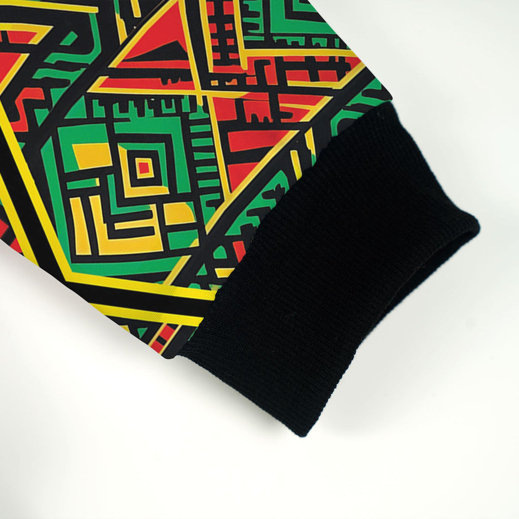 Hexagon African Patterns in Pan-African Colors Bomber Jacket Bomber Jacket Version 2 Zootop Bear 
