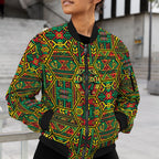 Hexagon African Patterns in Pan-African Colors Bomber Jacket Bomber Jacket Version 2 Zootop Bear 