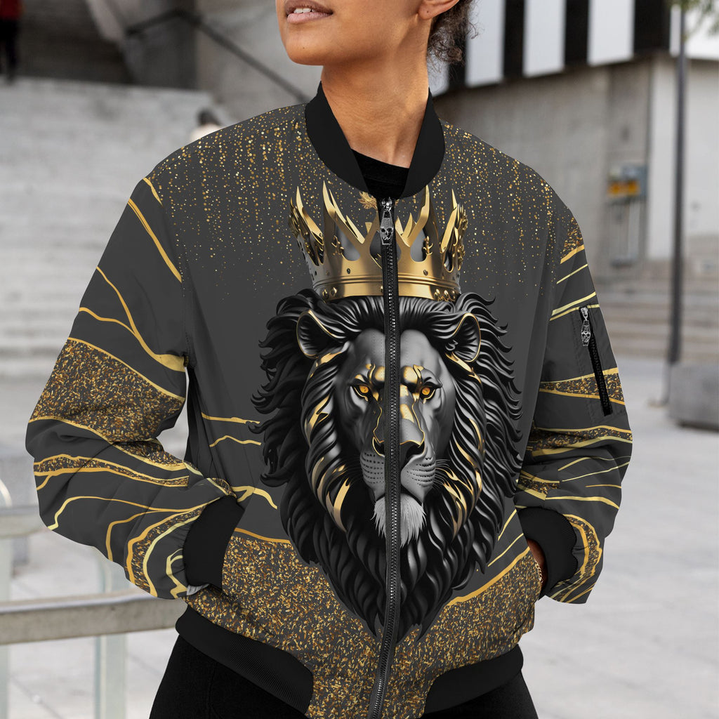 Black and Gold Lion Bomber Jacket Bomber Jacket Version 2 Zootop Bear 