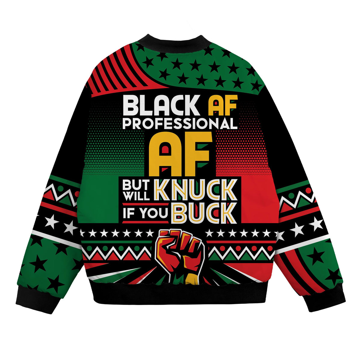 Black AF Professional AF But Will Knuck If You Buck Bomber Jacket Bomber Jacket Version 2 Zootop Bear 