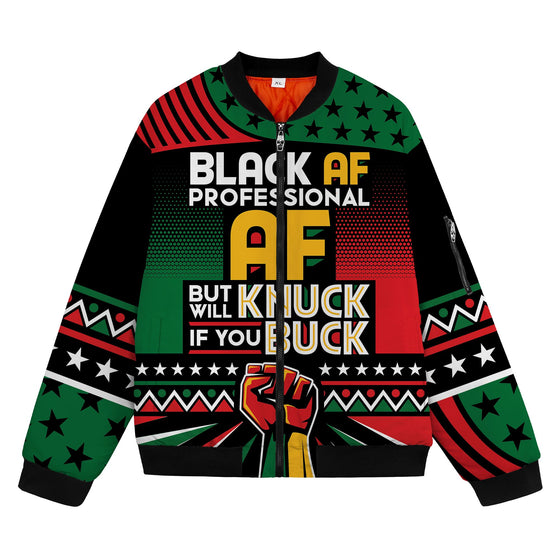 Black AF Professional AF But Will Knuck If You Buck Bomber Jacket Bomber Jacket Version 2 Zootop Bear