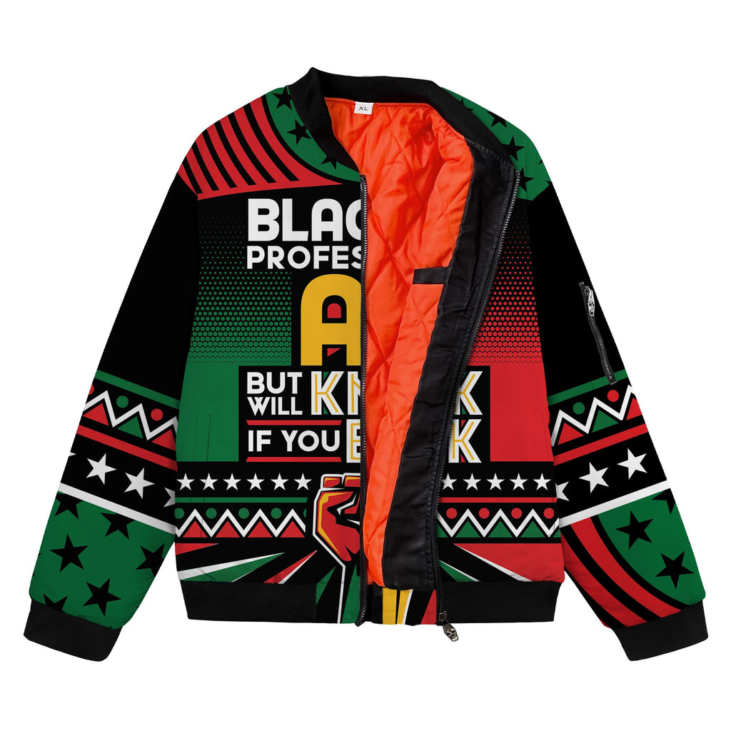 Black AF Professional AF But Will Knuck If You Buck Bomber Jacket Bomber Jacket Version 2 Zootop Bear 