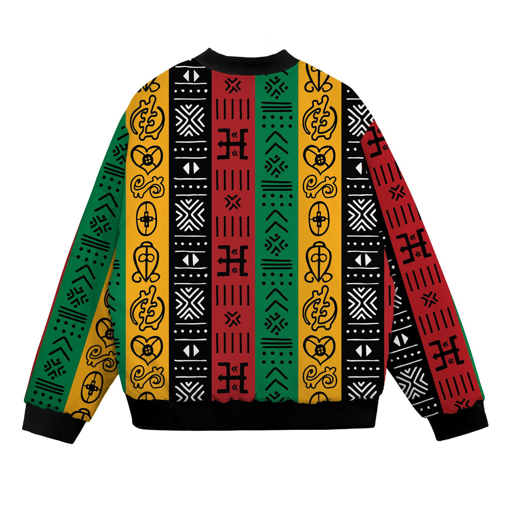 African Symbols in Pan-African Colors Bomber Jacket Bomber Jacket Version 2 Zootop Bear 